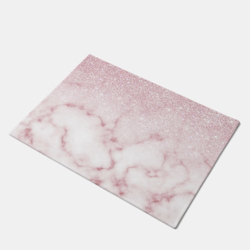 Glamorous Pink White Glitter Marble Gradient Ombre Doormat