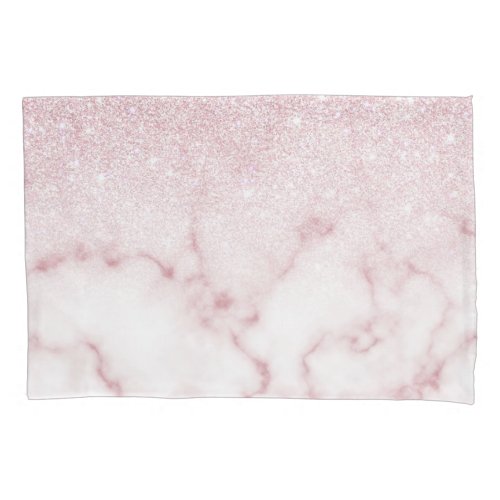 Glamorous Pink White Glitter Marble Gradient Ombre Pillow Case