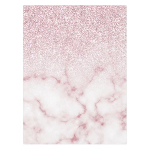 Glamorous Pink White Glitter Marble Gradient Ombre Tablecloth