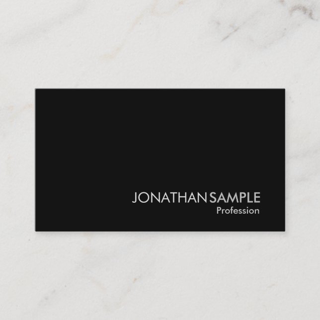 Glamorous Plain Black White Grey De Luxe Modern Business Card (Front)