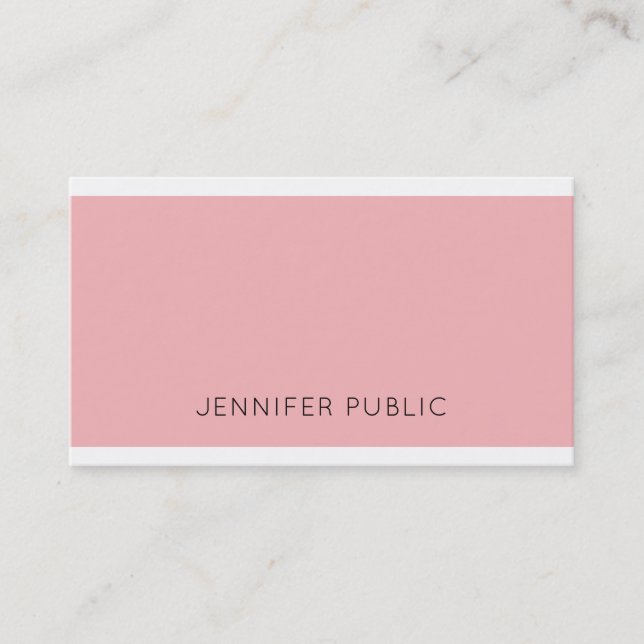 Glamorous Plain Modern Design Pink Professional Business Card (Front)