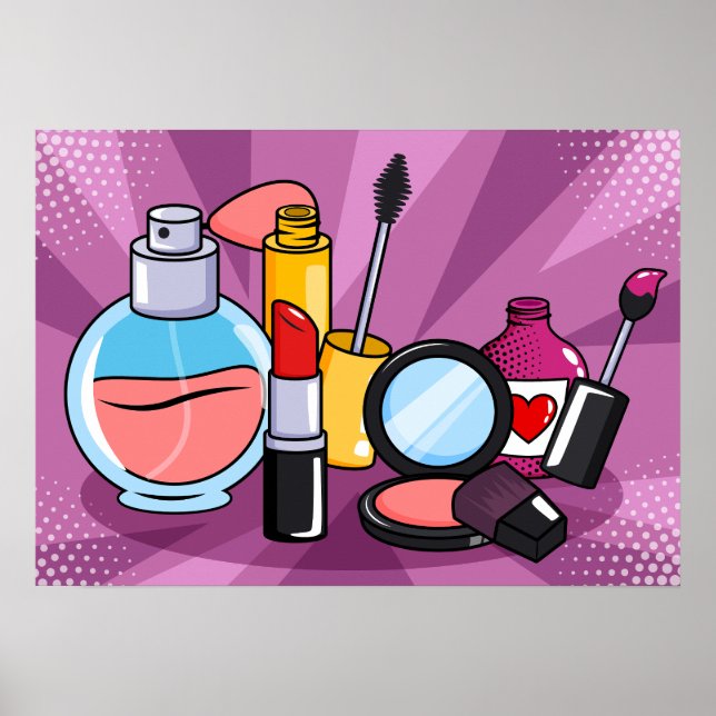 Glamorous Pop Art Makeup\Cosmetics Collection Poster (Front)