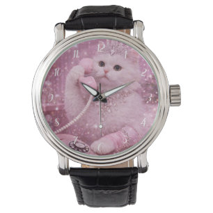 Glamorous Princess Cat Using Pink Telephone Watch