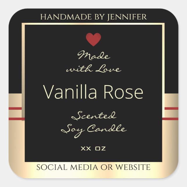 Glamorous Product Packaging Labels Black and Gold (Front)