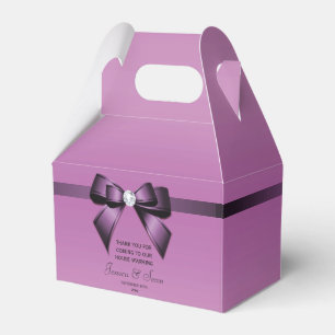 Glamorous Purple Bow & Ribbon House Warming Favor Boxes