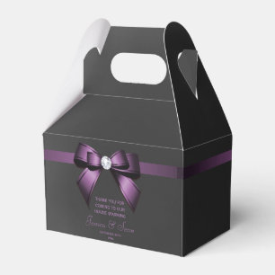 Glamorous Purple Bow & Ribbon House Warming Favor Boxes