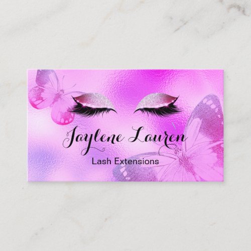 Glamorous Purple Butterfly Lashes Business Card