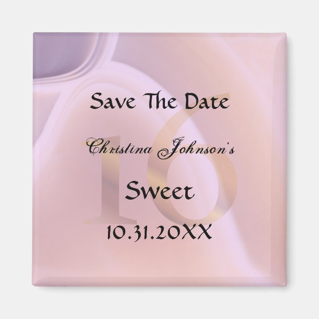 Glamorous Purple Crystal Sweet 16 Save The Date Magnet (Front)