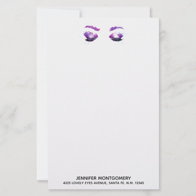 Glamorous Purple Eyes & Brows Watercolor  (Front)