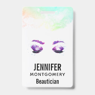 Glamorous Purple Eyes & Brows Watercolor Badge