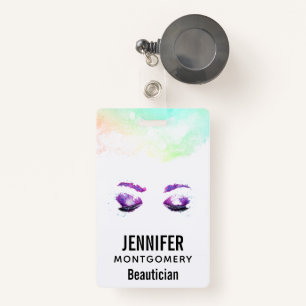 Glamorous Purple Eyes & Brows Watercolor Badge