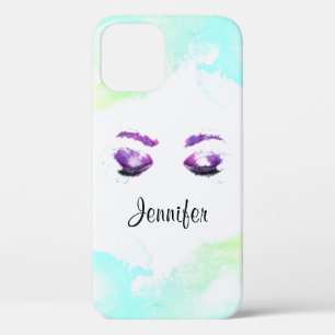 Glamorous Purple Eyes & Brows Watercolor iPhone 12 Case