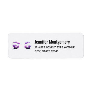 Glamorous Purple Eyes & Brows Watercolor Label