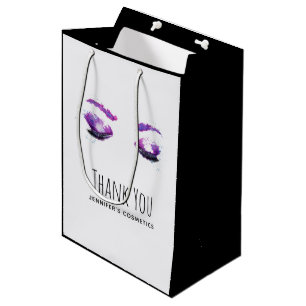 Glamorous Purple Eyes & Brows Watercolor Thank You Medium Gift Bag
