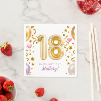 Glamorous Purple & Gold 18th Birthday Party Napkins