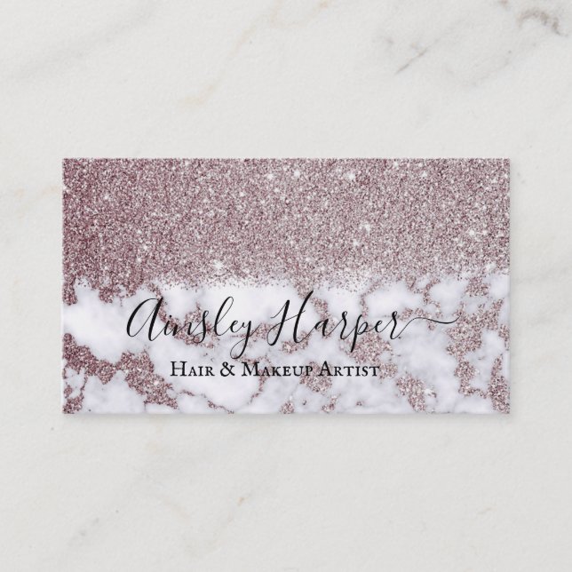 Glamorous Purple Gold Glitter Marble Gradient Business Card (Front)