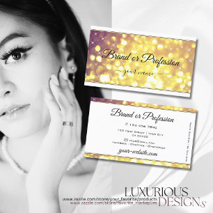 Glamorous Purple Gold Glitter Sparkle Stars White  Business Card