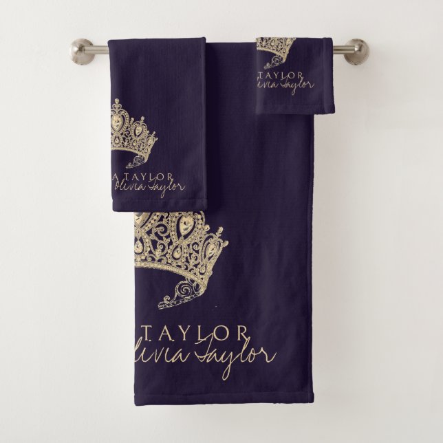 Glamorous Purple Gold Personalized bath towel (Insitu)