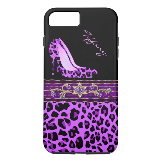 Glamorous Purple Jaguar Print iPhone 7 Plus Case (Back)