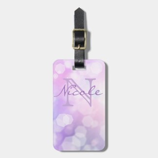 Glamorous Purple Sparkle Bokeh - Monogrammed Luggage Tag