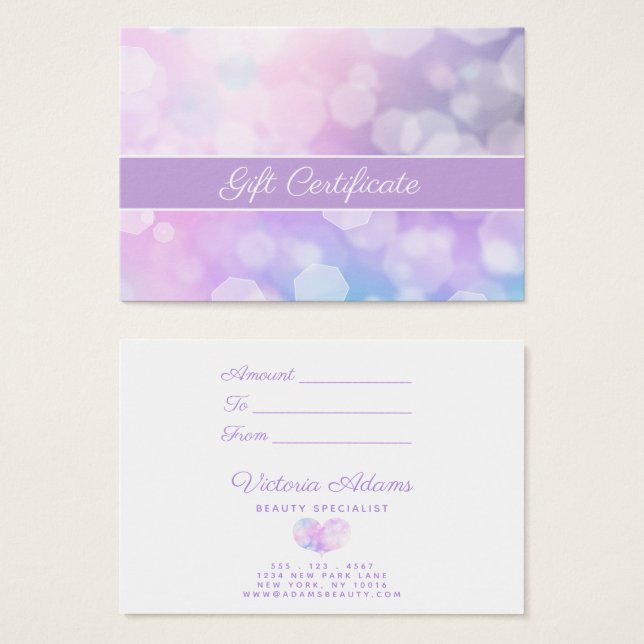 Glamorous Purple Sparkles | Salon Gift Certificate (Front & Back)