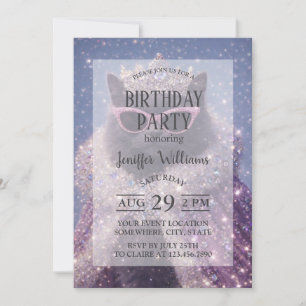 Glamorous Queen Cat Sparkling Fantasy Portrait Invitation