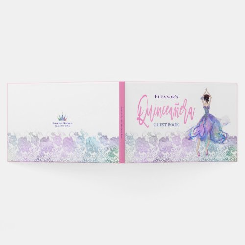 Glamorous Quinceanera Pink Dancing Girl Name Date Guest Book