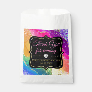 Glamorous Rainbow Alcohol Ink Agate Sweet 16 Favor Bag