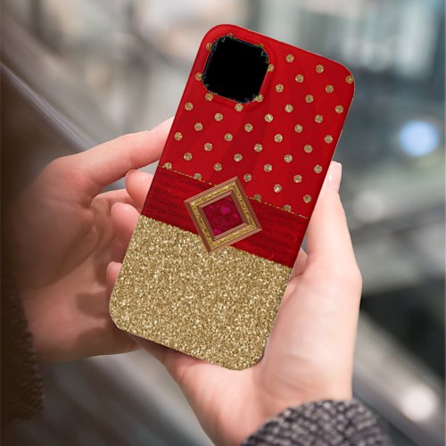 Glamorous Red and Gold Glittery iPhone 13 Case