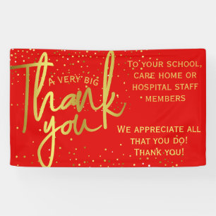 Glamorous Red Gold Very Big Thank You Banner
