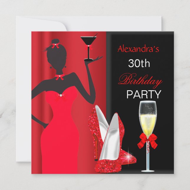 Glamorous Red High Heels Birthday Party Girl Invitation (Front)