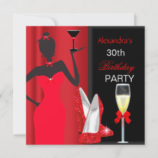 Glamorous Red High Heels Birthday Party Girl Invitation