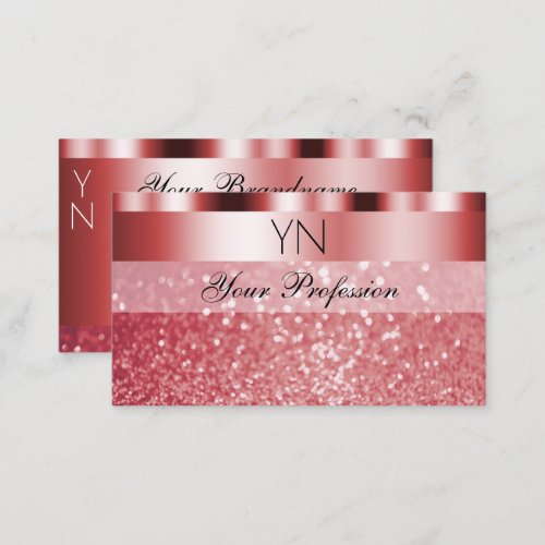 Glamorous Red Sparkling Glitter Monogram Shimmery Business Card