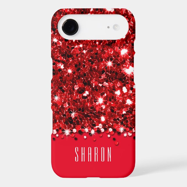 Glamorous Red Sparkly Glitter Confetti Case (Back)