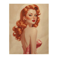 Glamorous Redhead Pin-Up Pink Dress