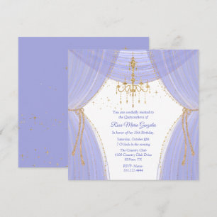Glamorous Regency Blue and Gold Quinceañera Invitation