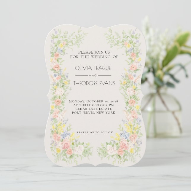 Glamorous Regency Garden Wedding Invitations  (Standing Front)