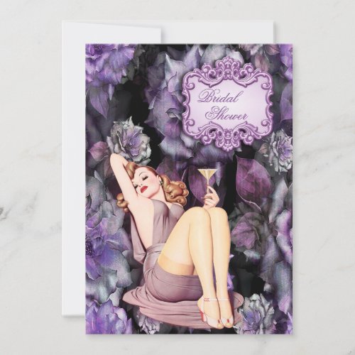 Glamorous Retro Pin Up Girl Bridal Shower Invitation