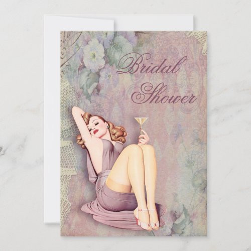 Glamorous Retro Pin Up Girl Bridal Shower Invitation