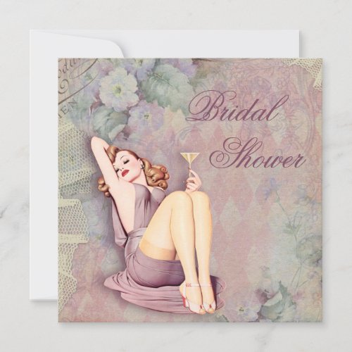 Glamorous Retro Pin Up Girl Bridal Shower Invitation