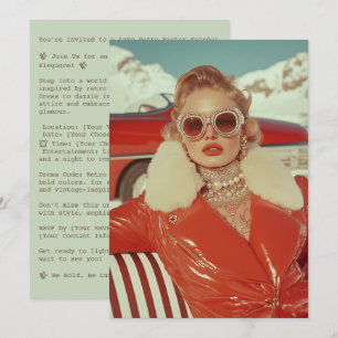 Glamorous Retro Winter Style in Alpine Setting Invitation