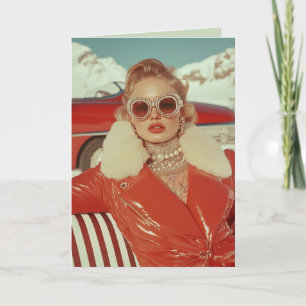 Glamorous Retro Winter Style in Alpine Setting Invitation