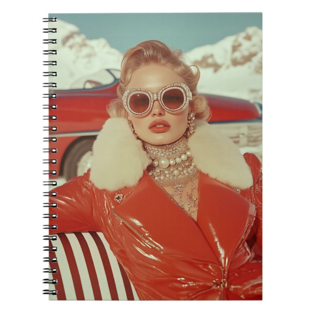 Glamorous Retro Winter Style in Alpine Setting Notebook (Front)