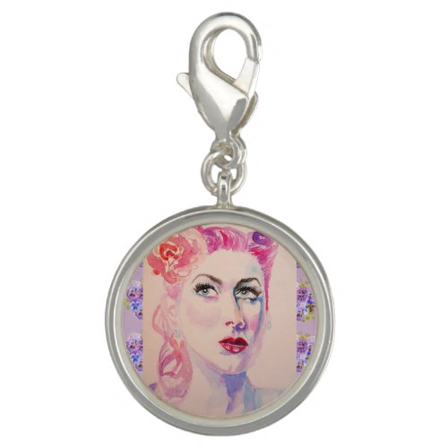 Glamorous Retro Woman Vintage Purple Watercolor Charm