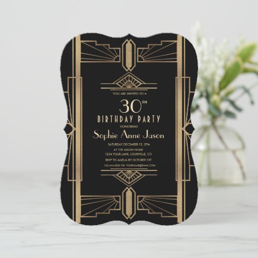 Glamorous Roaring 20's Great Birthday Party Invitation | Zazzle