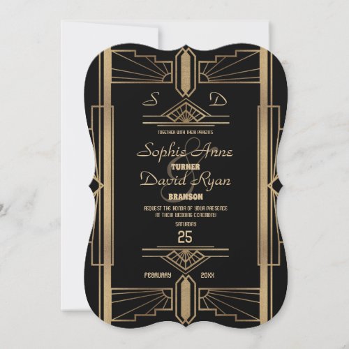 Glamorous Roaring 20s Great Gatsby Wedding Invite