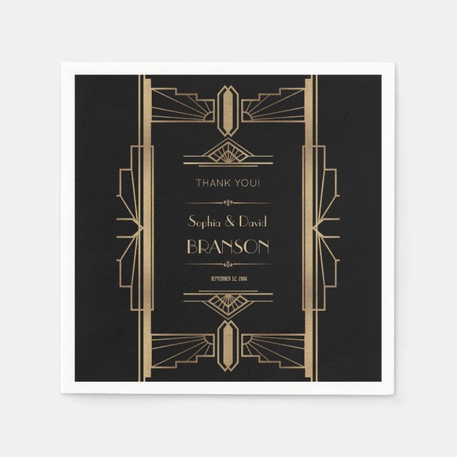 Glamorous Roaring 20's Great Gatsby Wedding Napkins (Front)