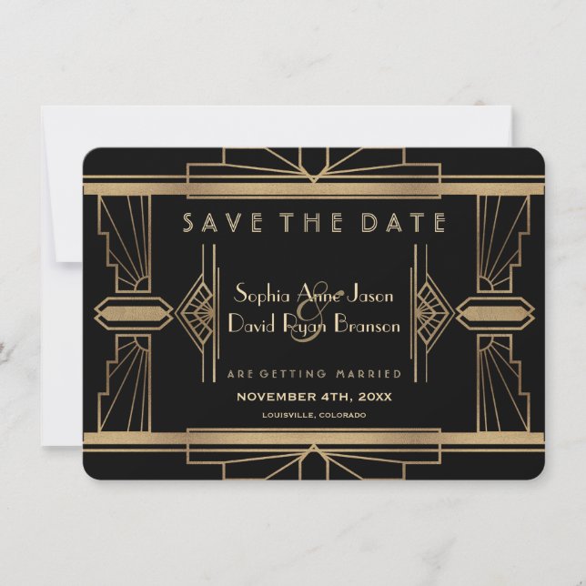 Glamorous Roaring 20's Great Save The Date (Front)