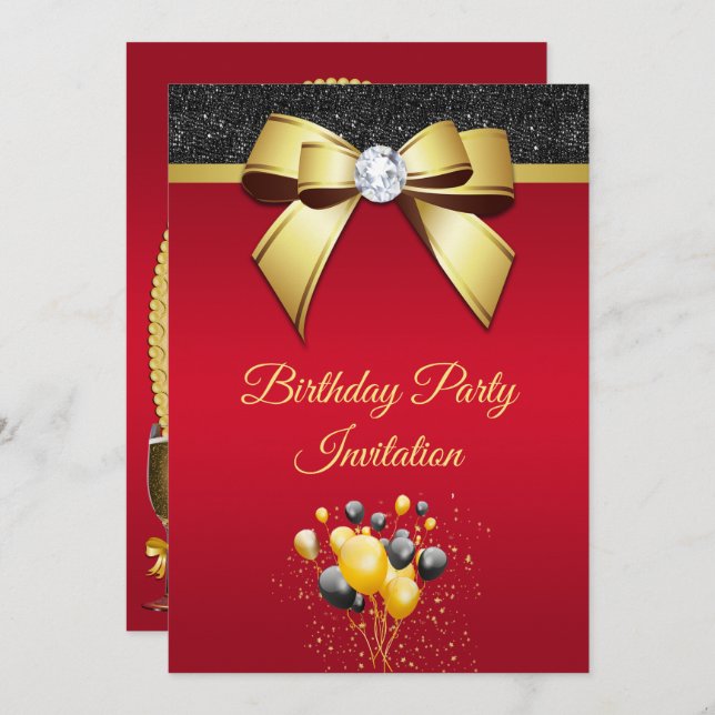 Glamorous, Romantic  Elegance Birthday Party Invitation (Front/Back)