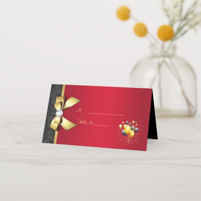 Glamorous, Romantic Elegance Birthday Party Place Card (Front)
